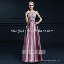 A-Line Appliques Pattern Long Chiffon Vestido de dama de honra Legant Evening Dress